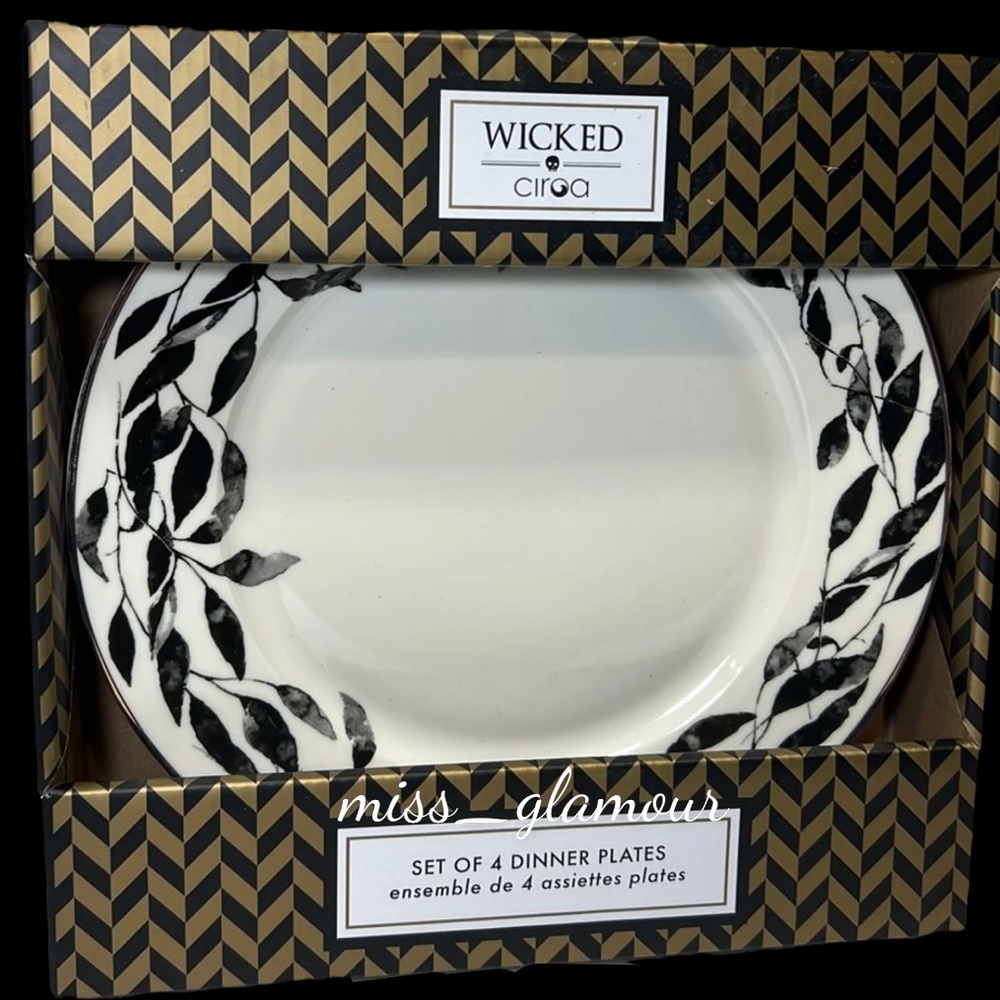 Wicked by Ciroa Halloween Raven Botanical Halloween Porcelain Dinner Plates Set
